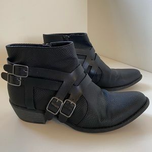 Black buckle ankle booties